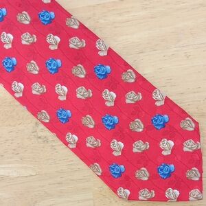 LEONARD Vibrant Red Floral Men's *PRINT* Tie